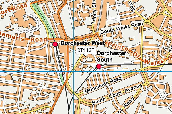 DT1 1GT map - OS VectorMap District (Ordnance Survey)