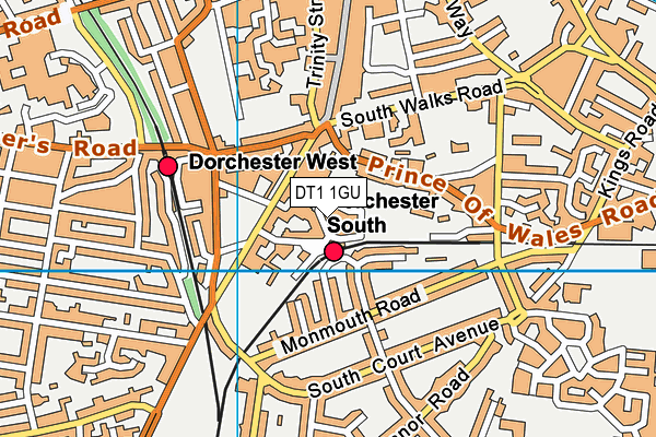 DT1 1GU map - OS VectorMap District (Ordnance Survey)