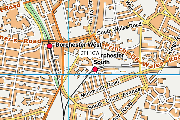 DT1 1GW map - OS VectorMap District (Ordnance Survey)