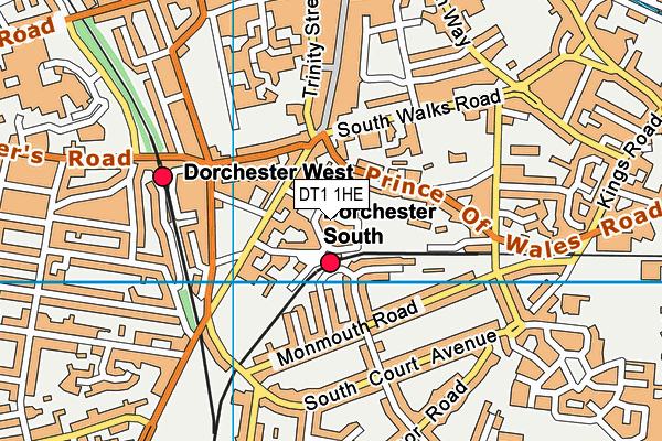 DT1 1HE map - OS VectorMap District (Ordnance Survey)