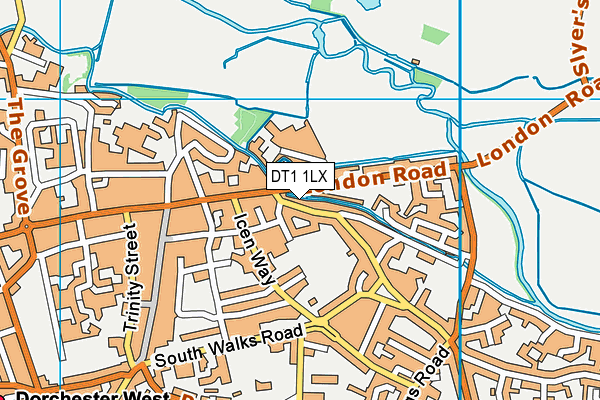 DT1 1LX map - OS VectorMap District (Ordnance Survey)