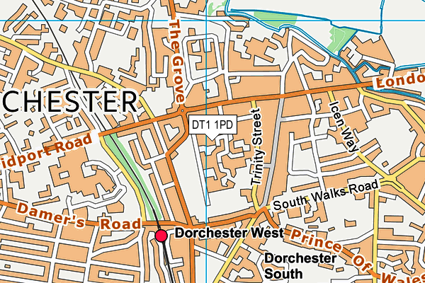 Dorchester Health Club (Closed) map (DT1 1PD) - OS VectorMap District (Ordnance Survey)
