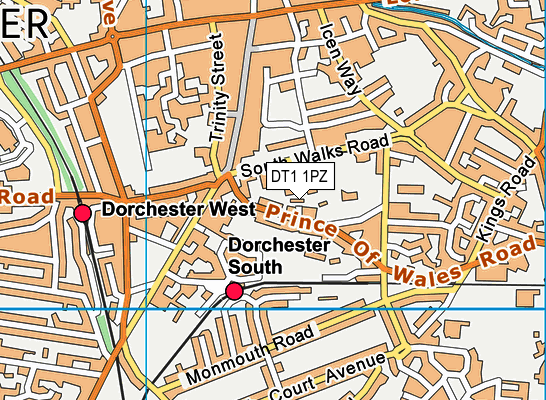 DT1 1PZ map - OS VectorMap District (Ordnance Survey)