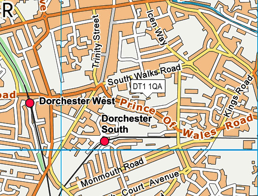 DT1 1QA map - OS VectorMap District (Ordnance Survey)