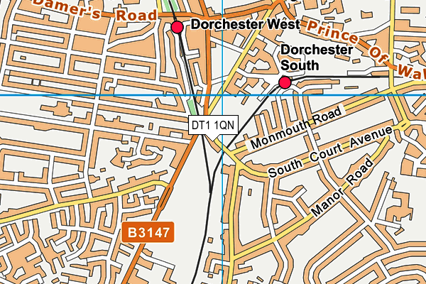 DT1 1QN map - OS VectorMap District (Ordnance Survey)