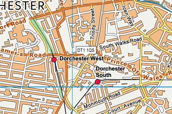 DT1 1QS map - OS VectorMap District (Ordnance Survey)