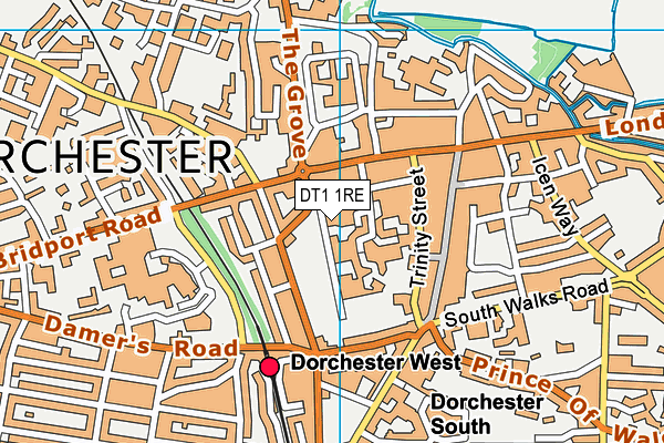DT1 1RE map - OS VectorMap District (Ordnance Survey)