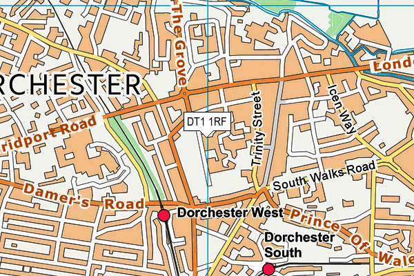 DT1 1RF map - OS VectorMap District (Ordnance Survey)