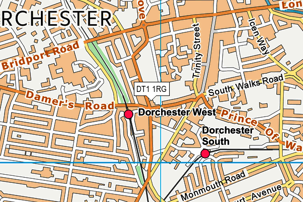 DT1 1RG map - OS VectorMap District (Ordnance Survey)
