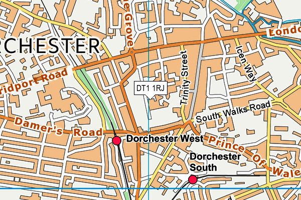 DT1 1RJ map - OS VectorMap District (Ordnance Survey)