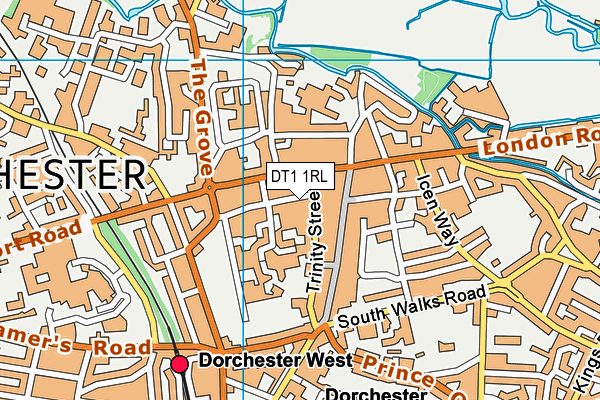 DT1 1RL map - OS VectorMap District (Ordnance Survey)