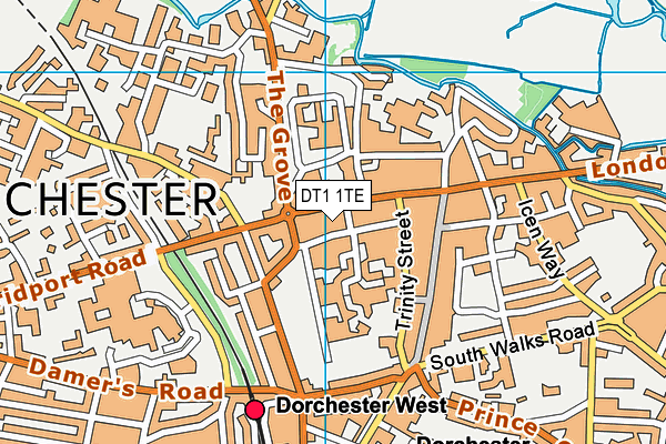 DT1 1TE map - OS VectorMap District (Ordnance Survey)