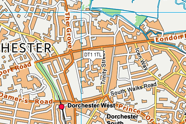 DT1 1TL map - OS VectorMap District (Ordnance Survey)