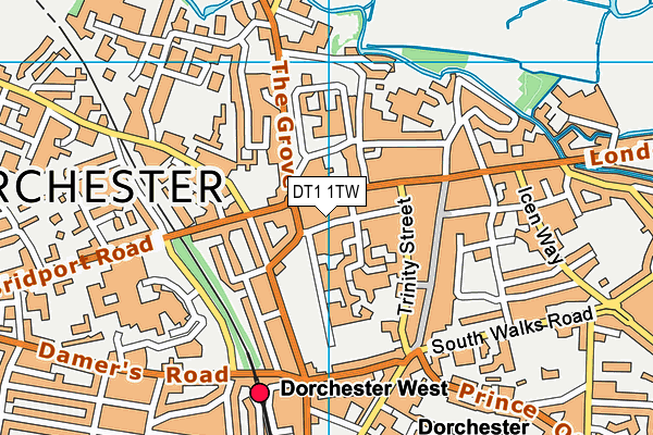 DT1 1TW map - OS VectorMap District (Ordnance Survey)