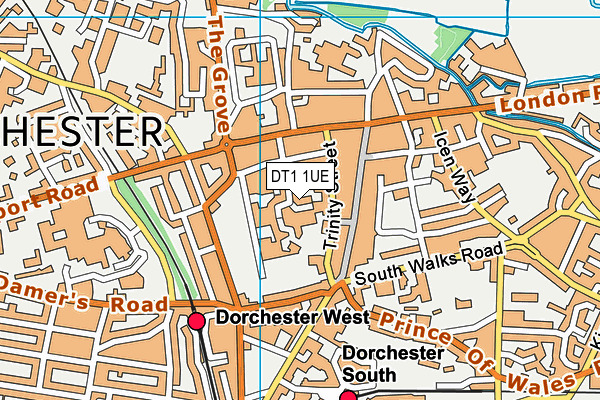 DT1 1UE map - OS VectorMap District (Ordnance Survey)