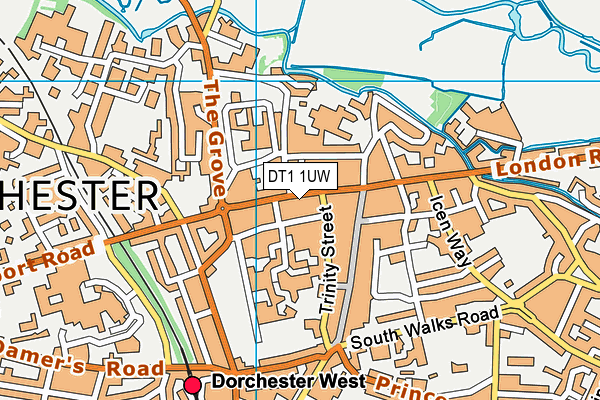 DT1 1UW map - OS VectorMap District (Ordnance Survey)