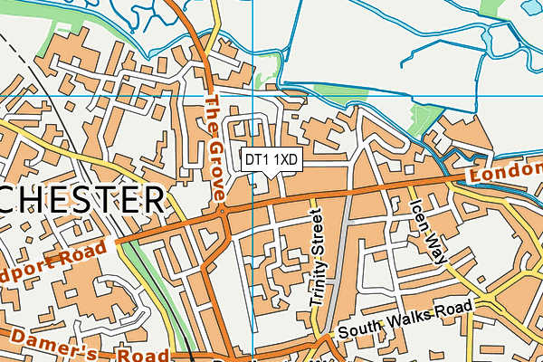 DT1 1XD map - OS VectorMap District (Ordnance Survey)