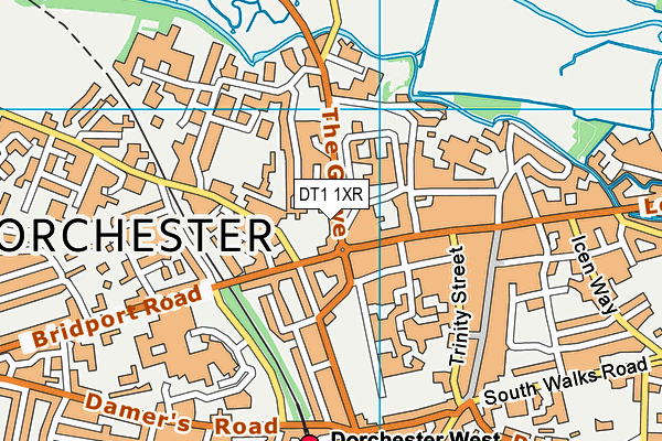 DT1 1XR map - OS VectorMap District (Ordnance Survey)