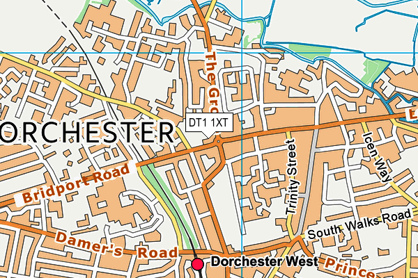 DT1 1XT map - OS VectorMap District (Ordnance Survey)