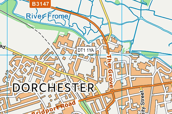 DT1 1YA map - OS VectorMap District (Ordnance Survey)