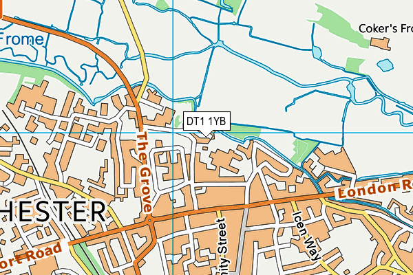 DT1 1YB map - OS VectorMap District (Ordnance Survey)