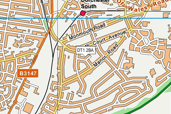 DT1 2BA map - OS VectorMap District (Ordnance Survey)