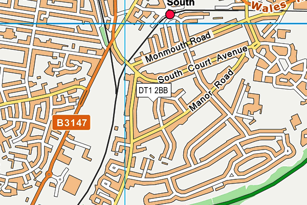 DT1 2BB map - OS VectorMap District (Ordnance Survey)