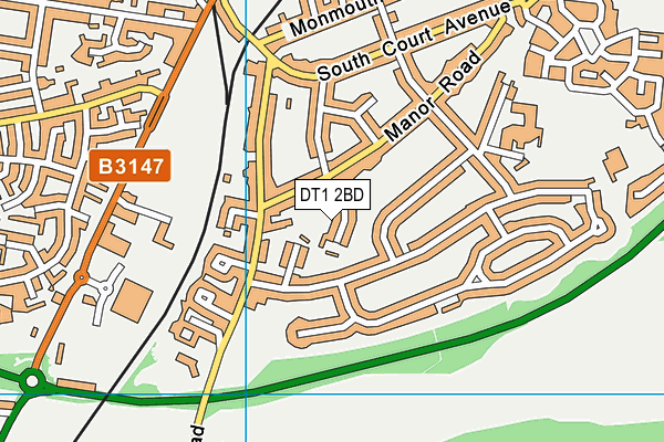 DT1 2BD map - OS VectorMap District (Ordnance Survey)
