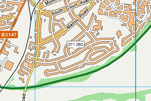 DT1 2BG map - OS VectorMap District (Ordnance Survey)