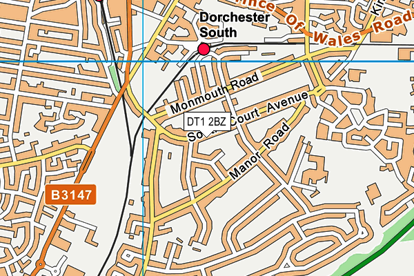 DT1 2BZ map - OS VectorMap District (Ordnance Survey)