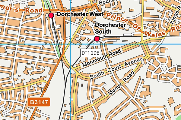 DT1 2DE map - OS VectorMap District (Ordnance Survey)