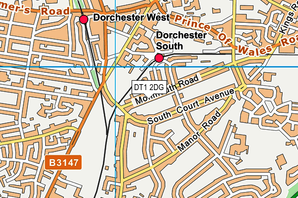 DT1 2DG map - OS VectorMap District (Ordnance Survey)