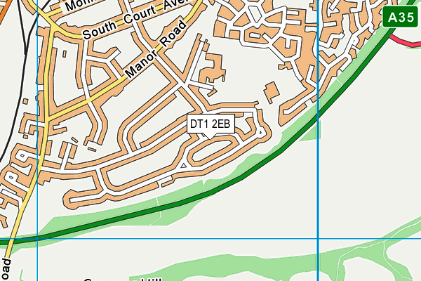 DT1 2EB map - OS VectorMap District (Ordnance Survey)