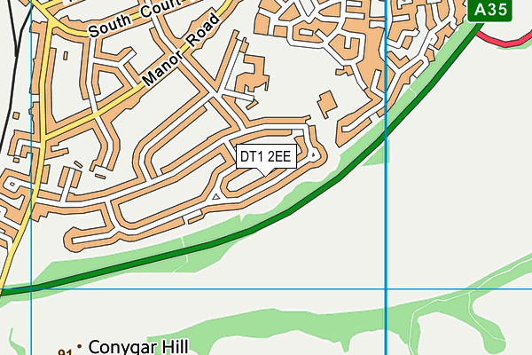 DT1 2EE map - OS VectorMap District (Ordnance Survey)