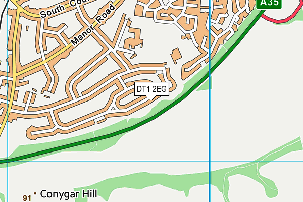 DT1 2EG map - OS VectorMap District (Ordnance Survey)