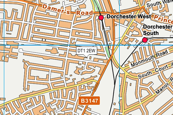 DT1 2EW map - OS VectorMap District (Ordnance Survey)