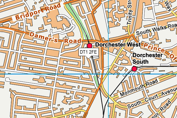 DT1 2FE map - OS VectorMap District (Ordnance Survey)