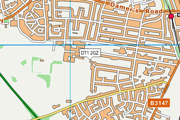 DT1 2GZ map - OS VectorMap District (Ordnance Survey)