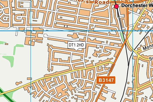 DT1 2HD map - OS VectorMap District (Ordnance Survey)