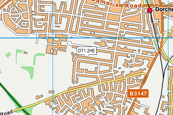 DT1 2HE map - OS VectorMap District (Ordnance Survey)