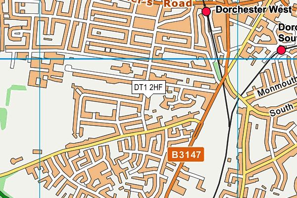 DT1 2HF map - OS VectorMap District (Ordnance Survey)