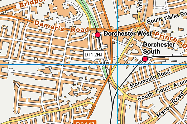 DT1 2HJ map - OS VectorMap District (Ordnance Survey)