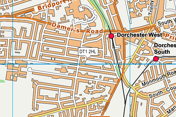 DT1 2HL map - OS VectorMap District (Ordnance Survey)