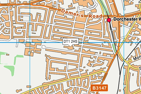 Dorchester Middle School map (DT1 2HS) - OS VectorMap District (Ordnance Survey)