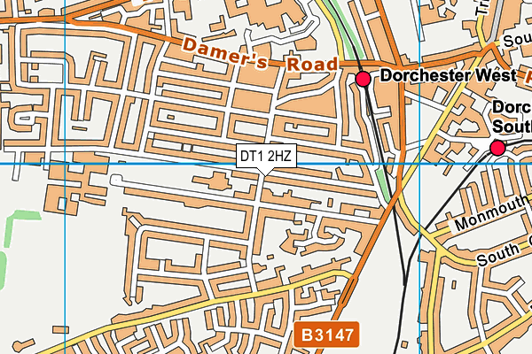 DT1 2HZ map - OS VectorMap District (Ordnance Survey)
