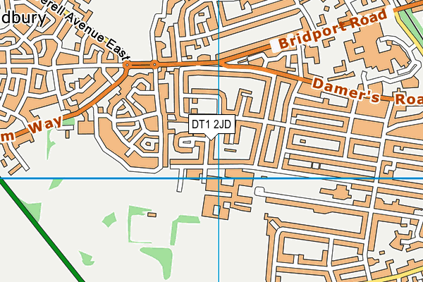 DT1 2JD map - OS VectorMap District (Ordnance Survey)