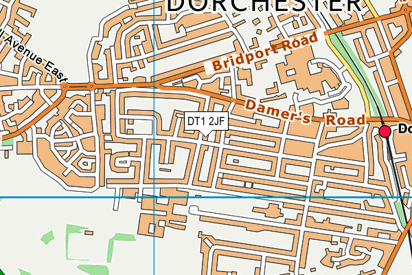 DT1 2JF map - OS VectorMap District (Ordnance Survey)
