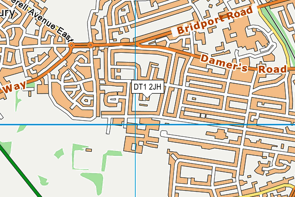 DT1 2JH map - OS VectorMap District (Ordnance Survey)