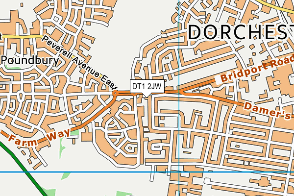 DT1 2JW map - OS VectorMap District (Ordnance Survey)