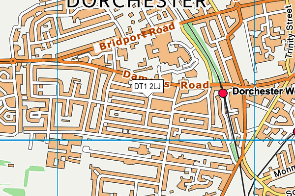 DT1 2LJ map - OS VectorMap District (Ordnance Survey)